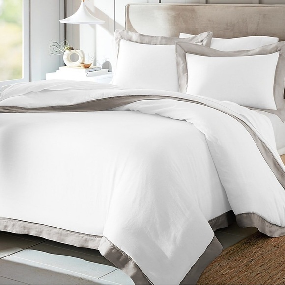 Everhome Reid Ladder Stitch Gray Linen Full/Queen Comforter Set - Picture 2 of 7